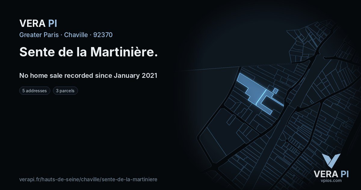 Sente de la Martinière, Chaville at night – every parcel coloured by the prices around it, the street's own parcels lit