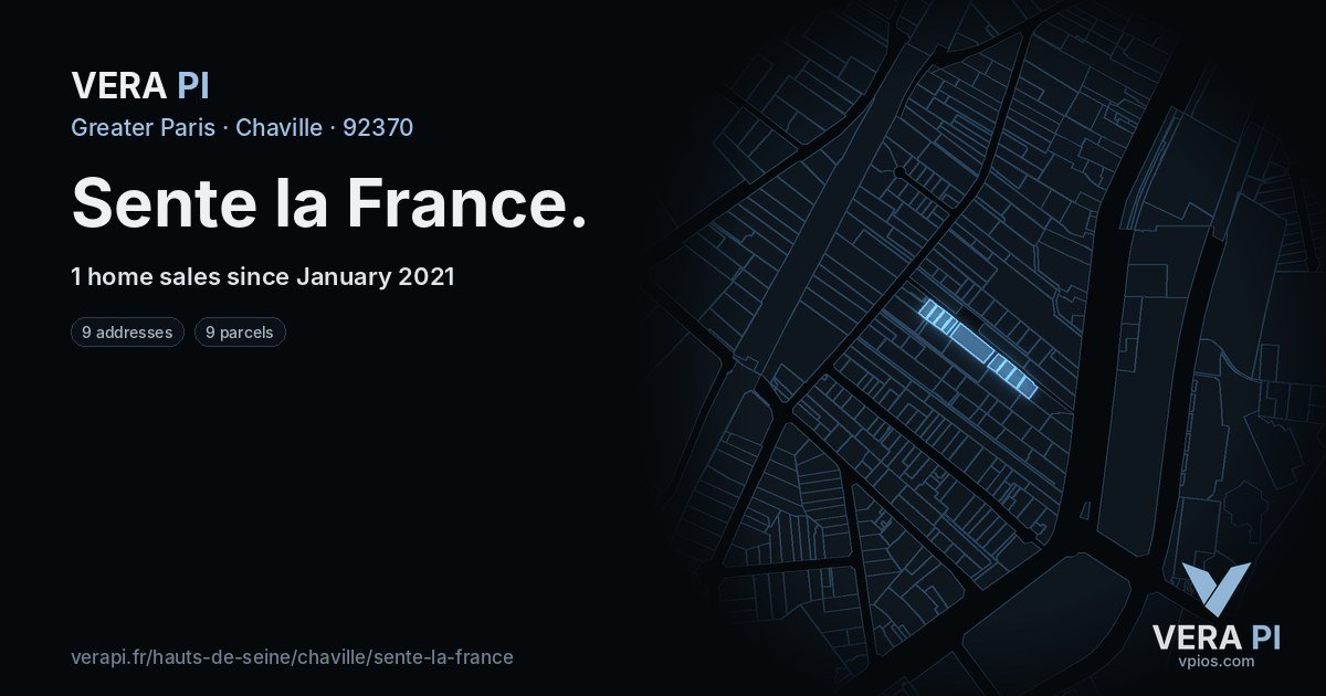 Sente la France, Chaville at night – every parcel coloured by the prices around it, the street's own parcels lit