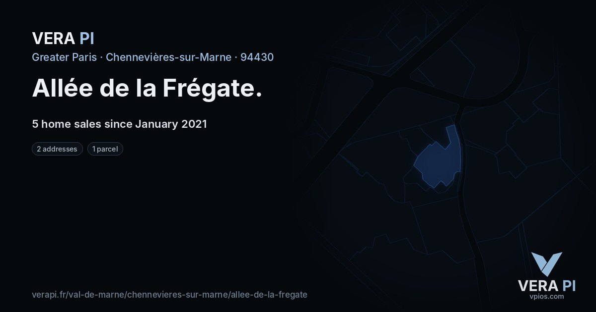 Allée de la Frégate, Chennevières-sur-Marne at night – every parcel coloured by the prices around it, the street's own parcels lit