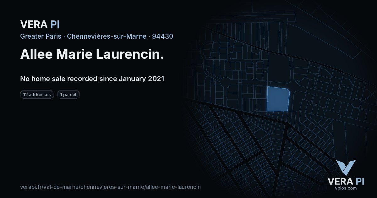 Allee Marie Laurencin, Chennevières-sur-Marne at night – every parcel coloured by the prices around it, the street's own parcels lit