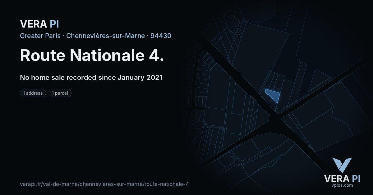 Route Nationale 4, Chennevières-sur-Marne at night – every parcel coloured by the prices around it, the street's own parcels lit