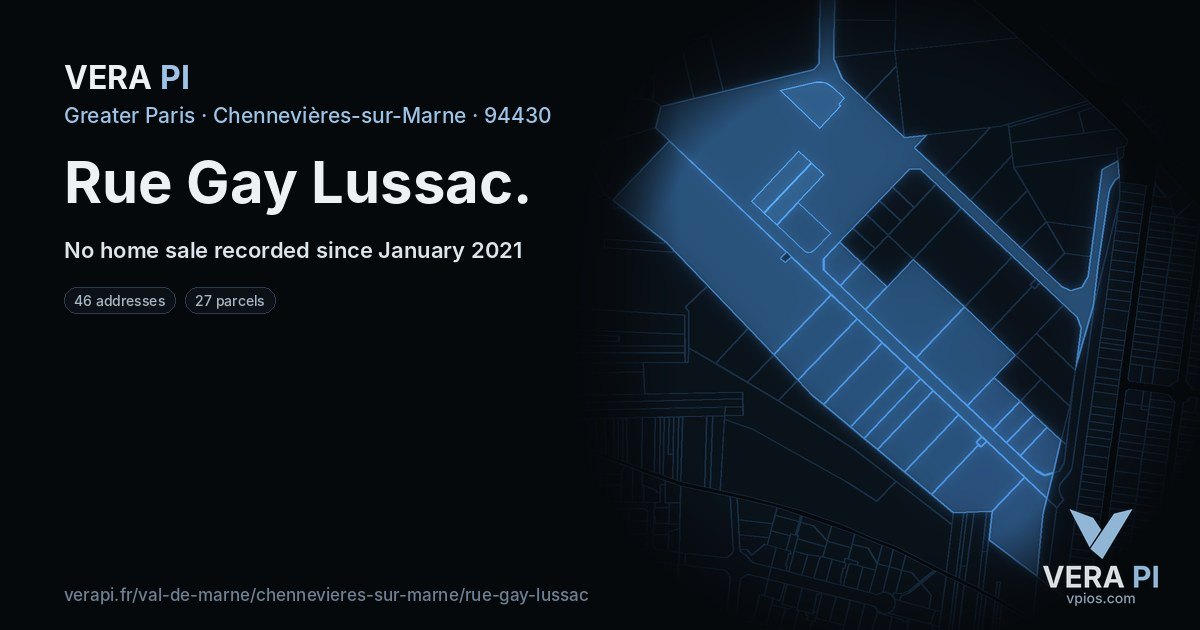 Rue Gay Lussac, Chennevières-sur-Marne at night – every parcel coloured by the prices around it, the street's own parcels lit