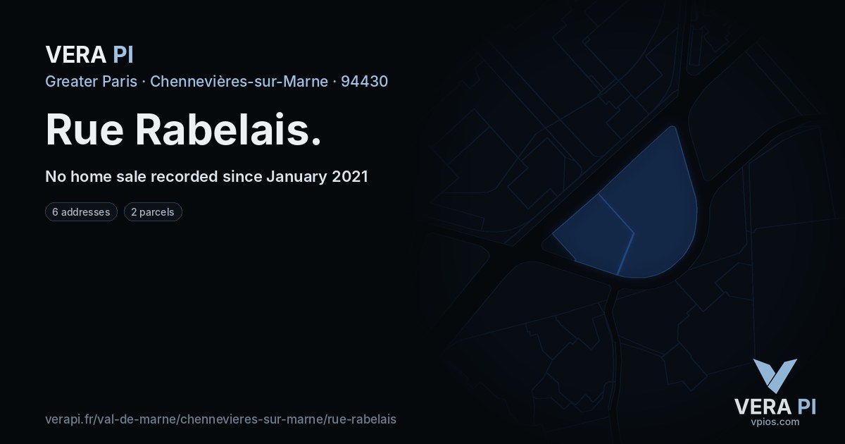 Rue Rabelais, Chennevières-sur-Marne at night – every parcel coloured by the prices around it, the street's own parcels lit