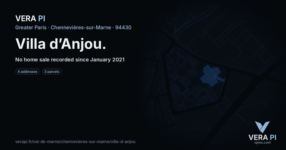 Villa d’Anjou, Chennevières-sur-Marne at night – every parcel coloured by the prices around it, the street's own parcels lit