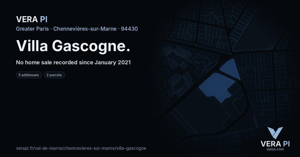 Villa Gascogne, Chennevières-sur-Marne at night – every parcel coloured by the prices around it, the street's own parcels lit