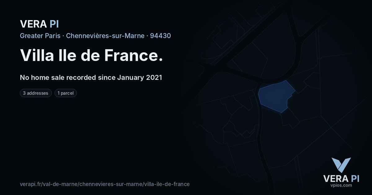Villa Ile de France, Chennevières-sur-Marne at night – every parcel coloured by the prices around it, the street's own parcels lit