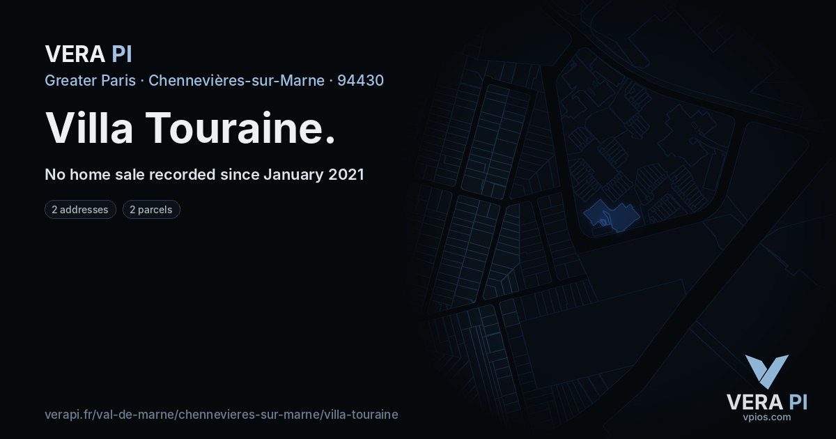 Villa Touraine, Chennevières-sur-Marne at night – every parcel coloured by the prices around it, the street's own parcels lit