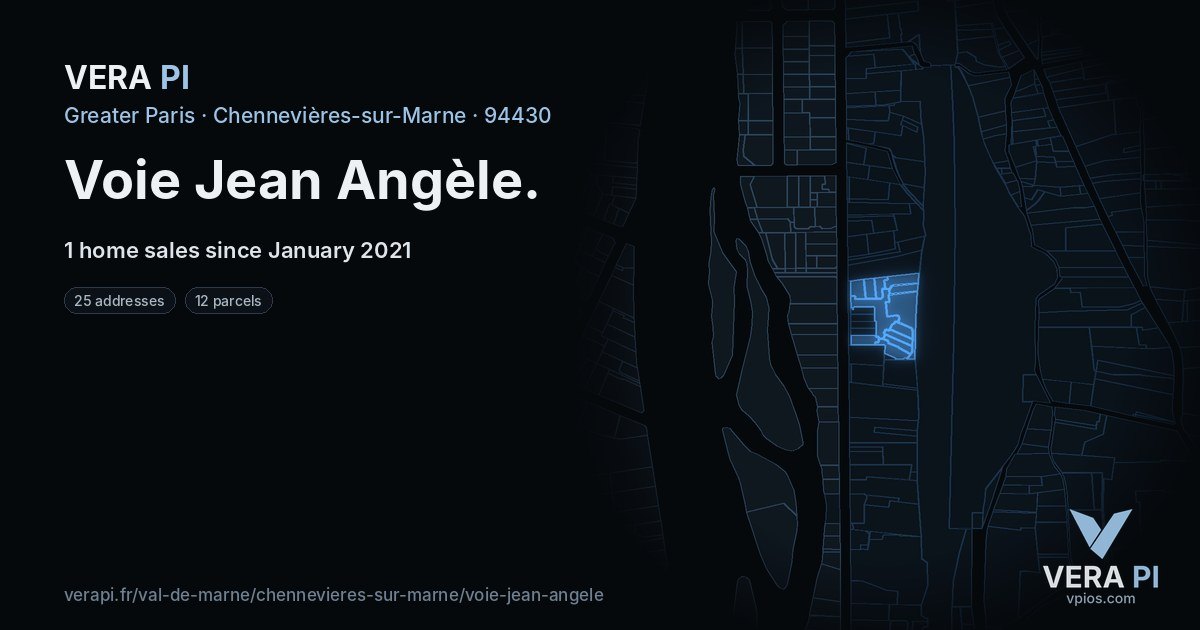 Voie Jean Angèle, Chennevières-sur-Marne at night – every parcel coloured by the prices around it, the street's own parcels lit