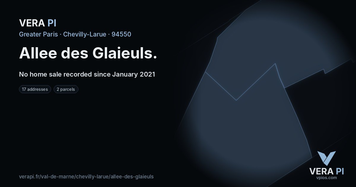 Allee des Glaieuls, Chevilly-Larue at night – every parcel coloured by the prices around it, the street's own parcels lit