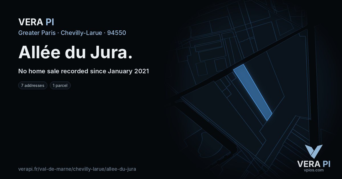 Allée du Jura, Chevilly-Larue at night – every parcel coloured by the prices around it, the street's own parcels lit