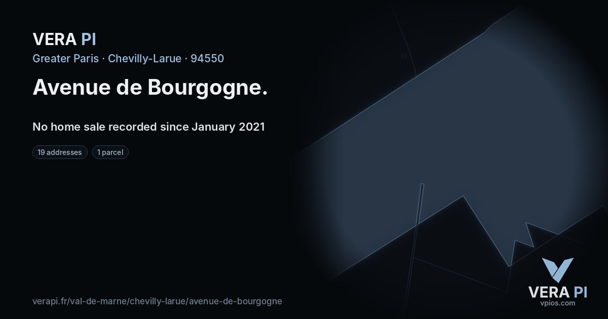 Avenue de Bourgogne, Chevilly-Larue at night – every parcel coloured by the prices around it, the street's own parcels lit