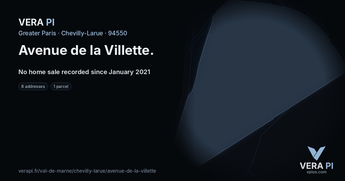 Avenue de la Villette, Chevilly-Larue at night – every parcel coloured by the prices around it, the street's own parcels lit