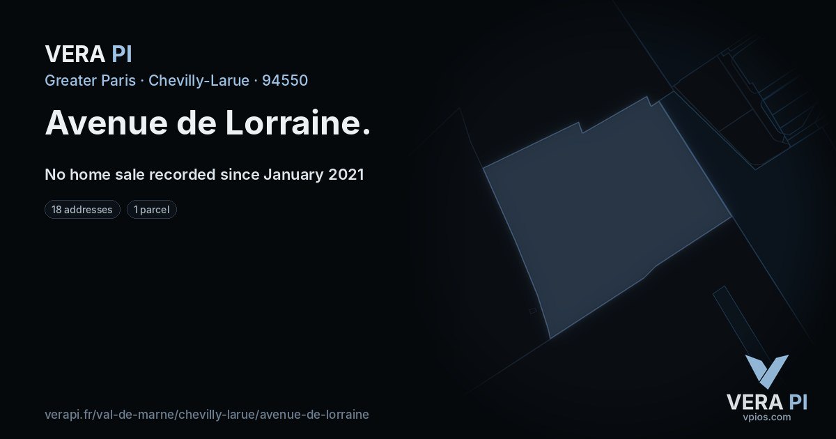 Avenue de Lorraine, Chevilly-Larue at night – every parcel coloured by the prices around it, the street's own parcels lit