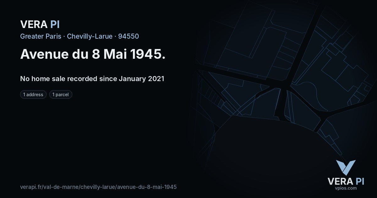 Avenue du 8 Mai 1945, Chevilly-Larue at night – every parcel coloured by the prices around it, the street's own parcels lit