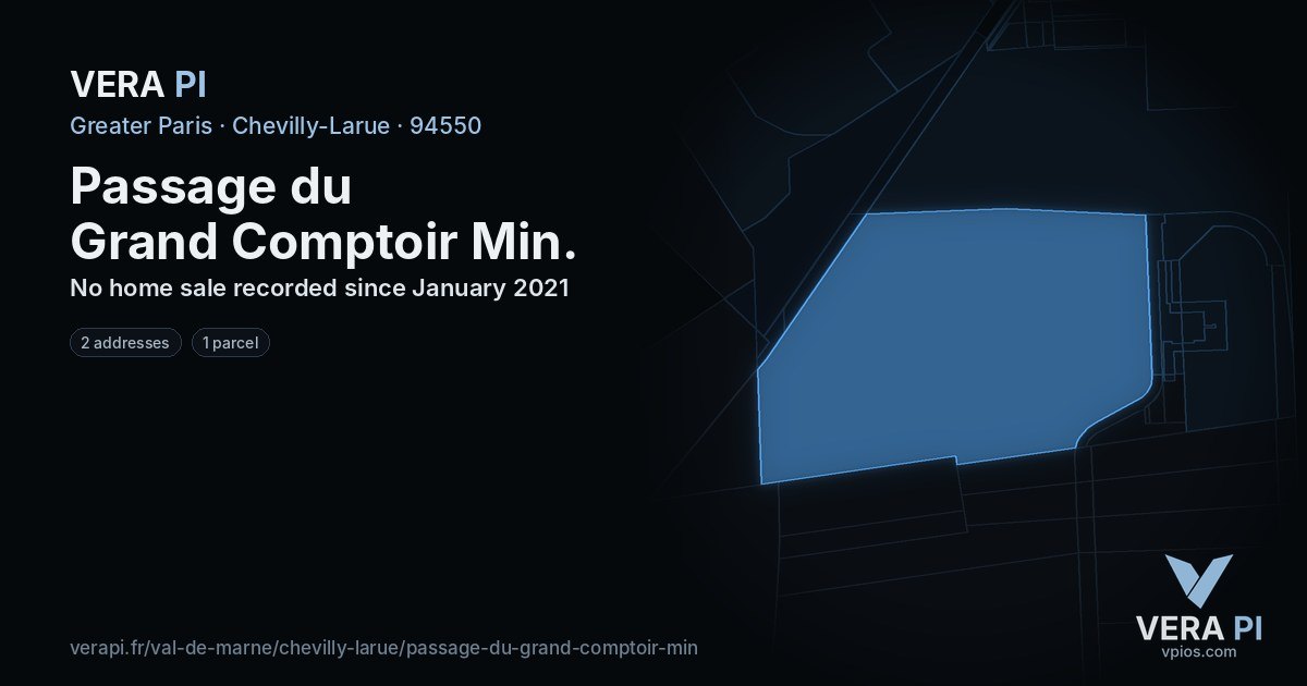 Passage du Grand Comptoir Min, Chevilly-Larue at night – every parcel coloured by the prices around it, the street's own parcels lit