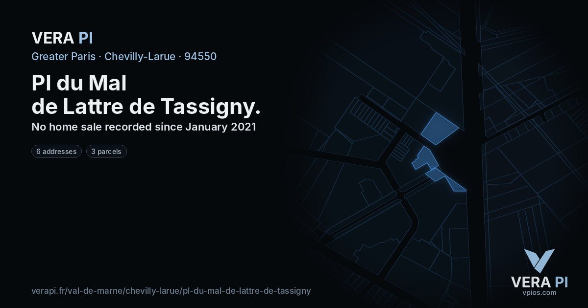 Pl du Mal de Lattre de Tassigny, Chevilly-Larue at night – every parcel coloured by the prices around it, the street's own parcels lit
