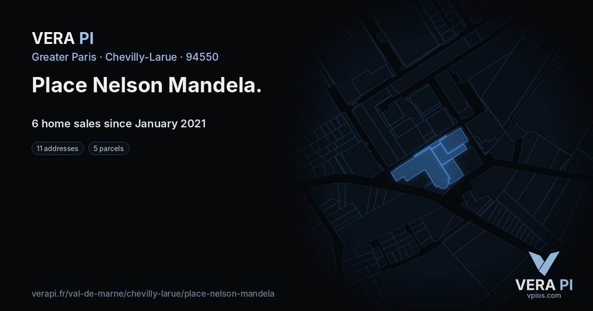 Place Nelson Mandela, Chevilly-Larue at night – every parcel coloured by the prices around it, the street's own parcels lit