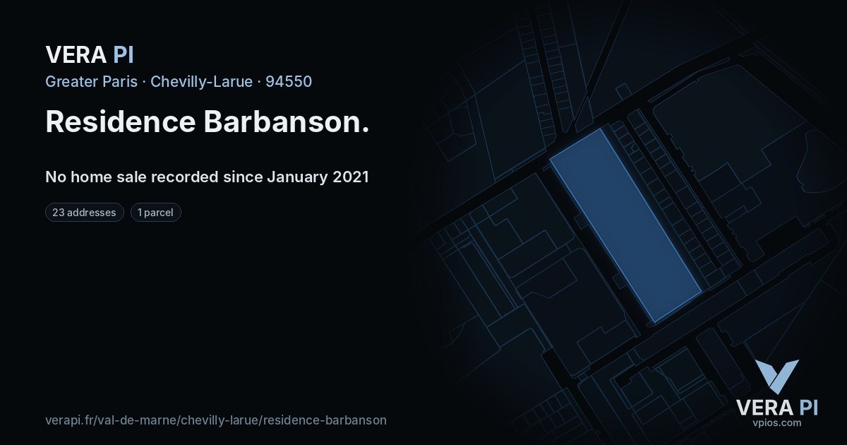 Residence Barbanson, Chevilly-Larue at night – every parcel coloured by the prices around it, the street's own parcels lit