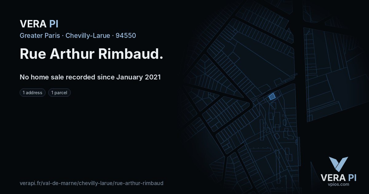 Rue Arthur Rimbaud, Chevilly-Larue at night – every parcel coloured by the prices around it, the street's own parcels lit