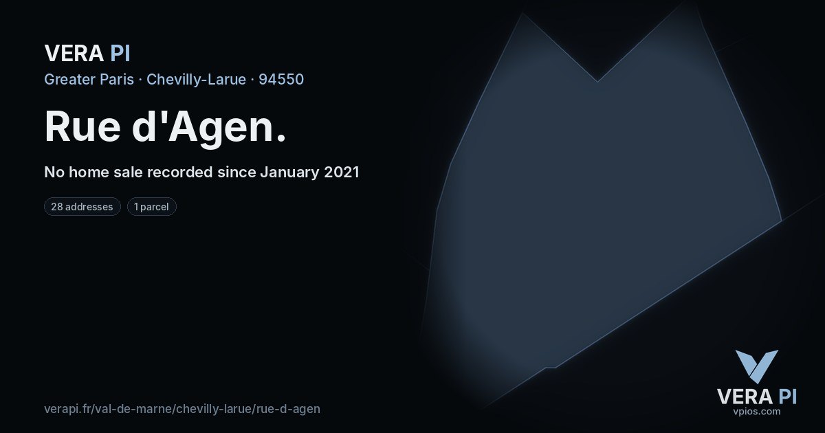 Rue d'Agen, Chevilly-Larue at night – every parcel coloured by the prices around it, the street's own parcels lit