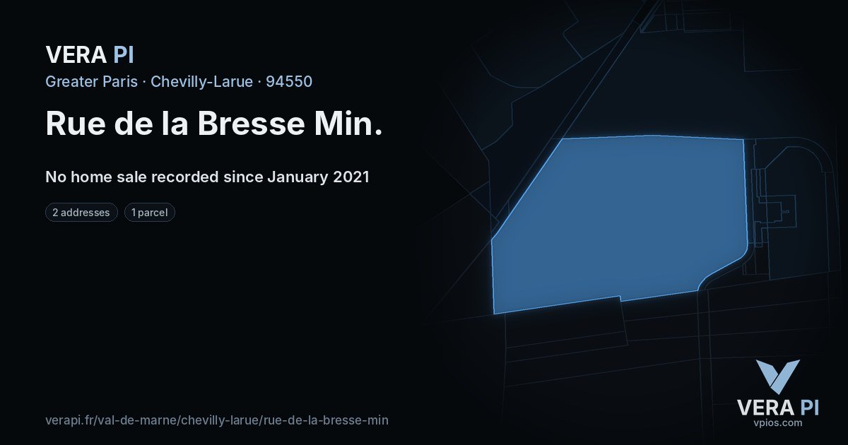 Rue de la Bresse Min, Chevilly-Larue at night – every parcel coloured by the prices around it, the street's own parcels lit