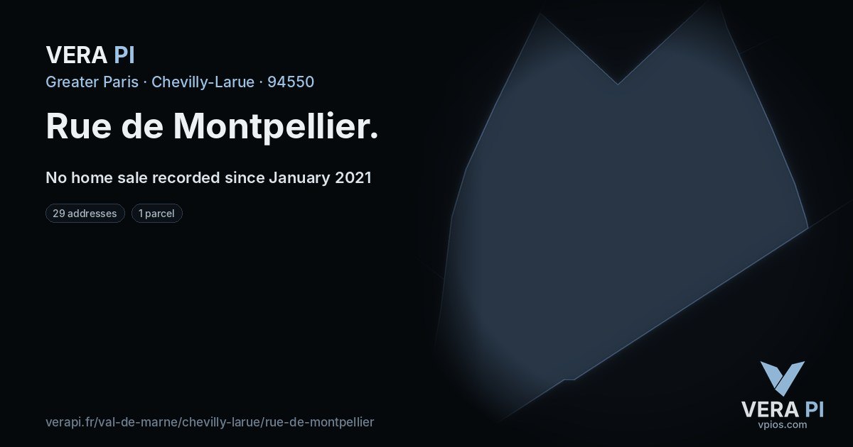 Rue de Montpellier, Chevilly-Larue at night – every parcel coloured by the prices around it, the street's own parcels lit