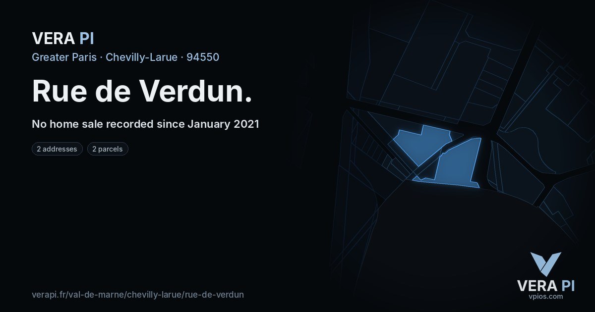 Rue de Verdun, Chevilly-Larue at night – every parcel coloured by the prices around it, the street's own parcels lit
