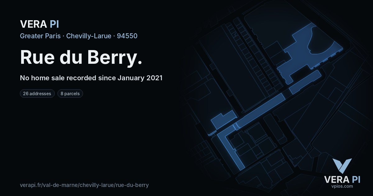 Rue du Berry, Chevilly-Larue at night – every parcel coloured by the prices around it, the street's own parcels lit