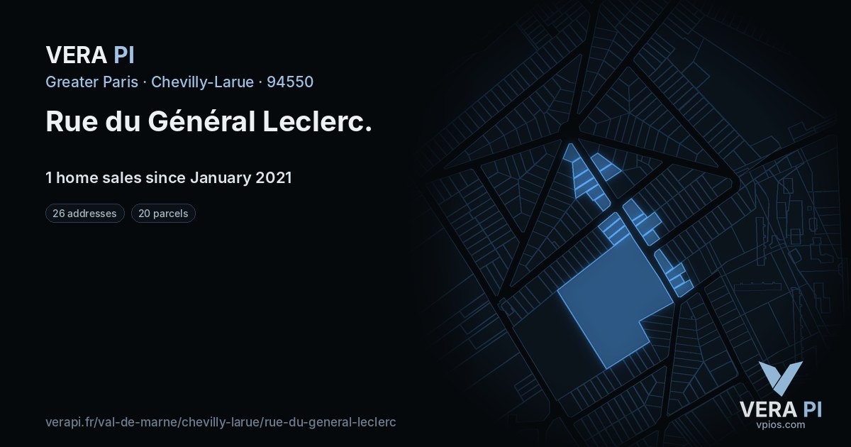 Rue du Général Leclerc, Chevilly-Larue at night – every parcel coloured by the prices around it, the street's own parcels lit