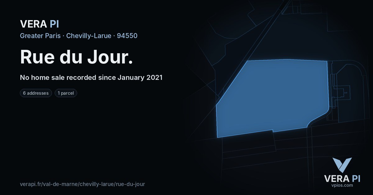 Rue du Jour, Chevilly-Larue at night – every parcel coloured by the prices around it, the street's own parcels lit
