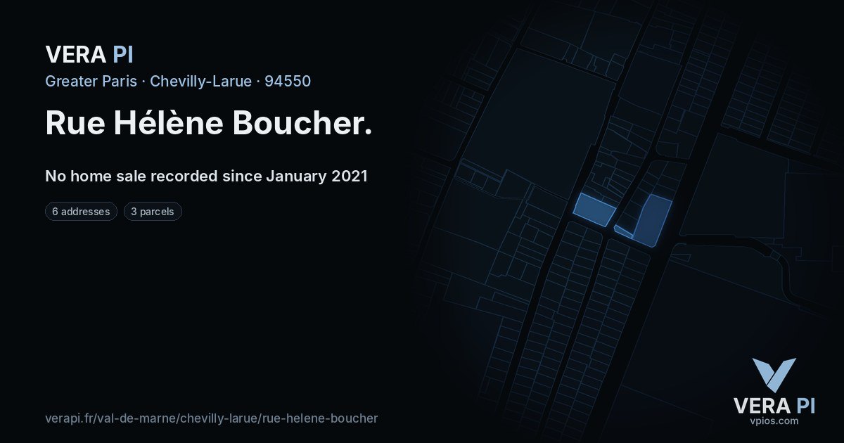 Rue Hélène Boucher, Chevilly-Larue at night – every parcel coloured by the prices around it, the street's own parcels lit