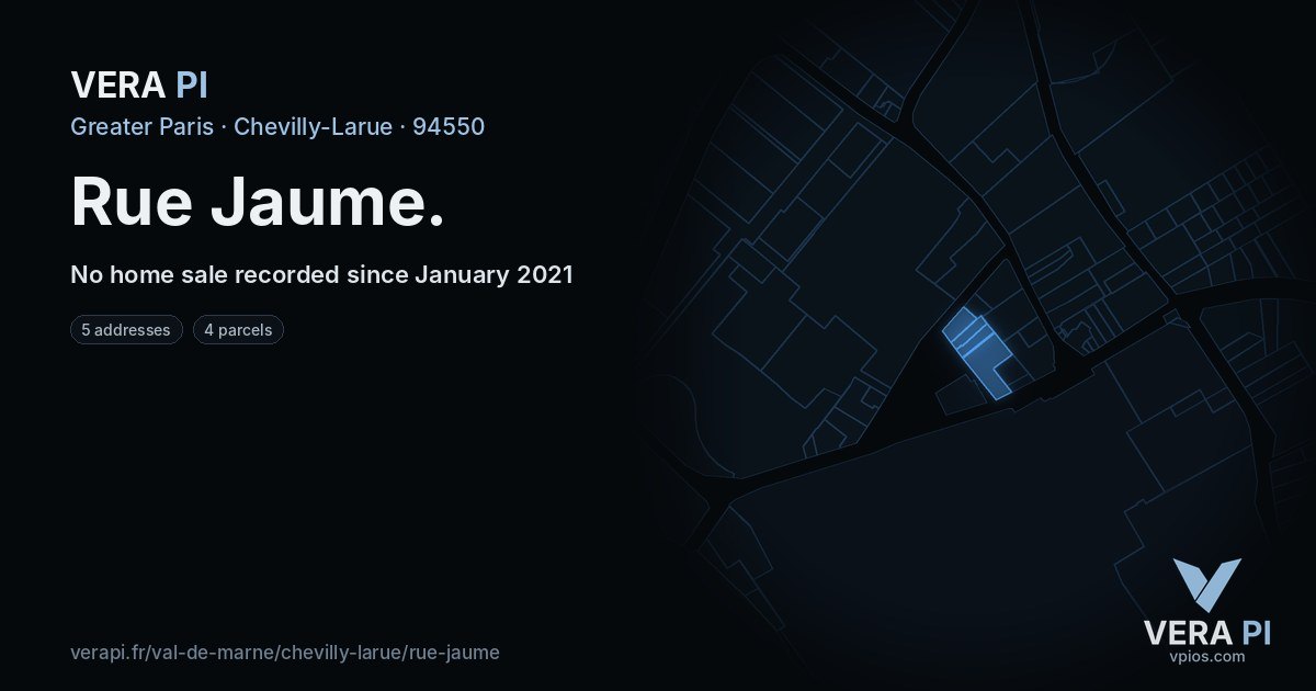 Rue Jaume, Chevilly-Larue at night – every parcel coloured by the prices around it, the street's own parcels lit