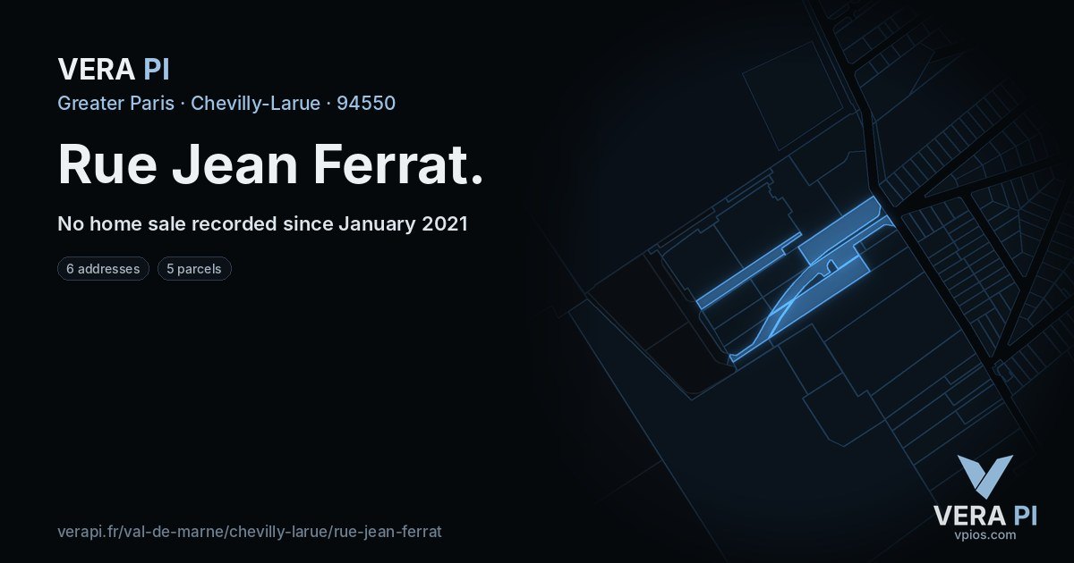 Rue Jean Ferrat, Chevilly-Larue at night – every parcel coloured by the prices around it, the street's own parcels lit
