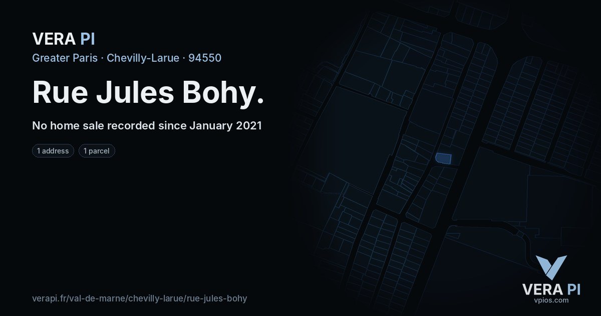 Rue Jules Bohy, Chevilly-Larue at night – every parcel coloured by the prices around it, the street's own parcels lit