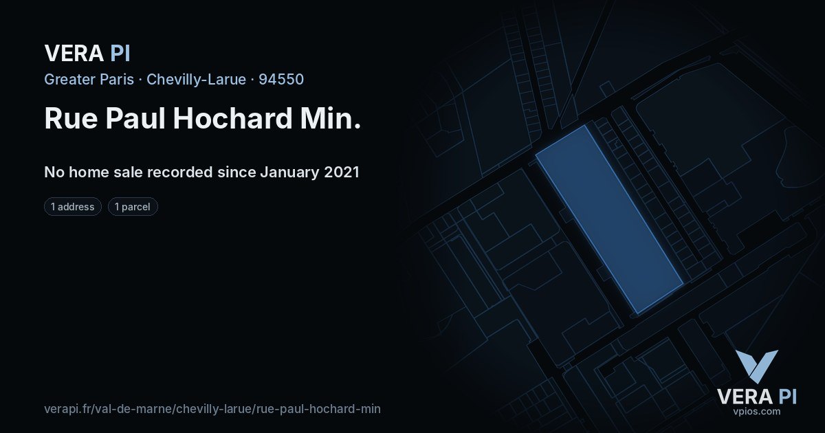 Rue Paul Hochard Min, Chevilly-Larue at night – every parcel coloured by the prices around it, the street's own parcels lit