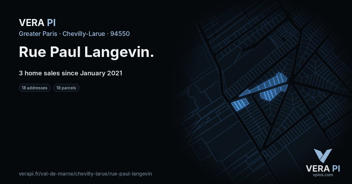 Rue Paul Langevin, Chevilly-Larue at night – every parcel coloured by the prices around it, the street's own parcels lit