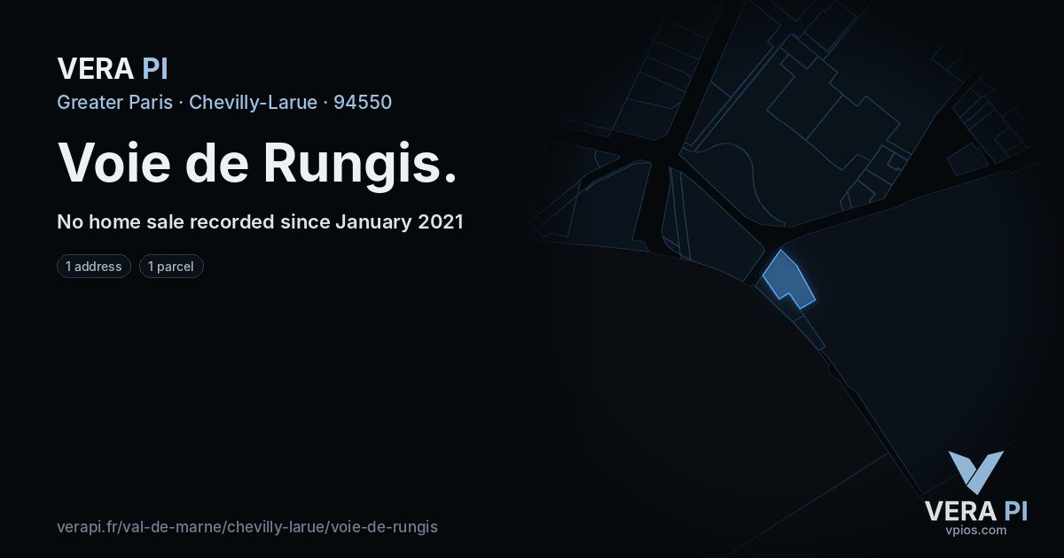 Voie de Rungis, Chevilly-Larue at night – every parcel coloured by the prices around it, the street's own parcels lit