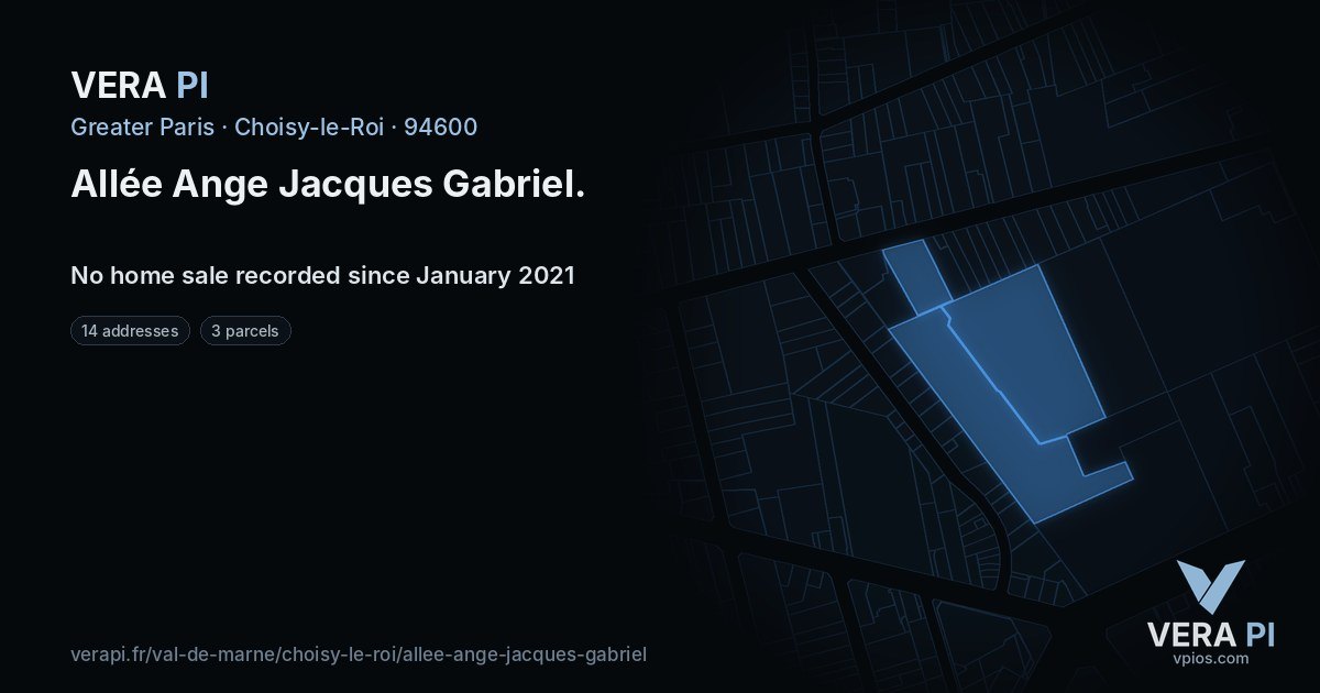 Allée Ange Jacques Gabriel, Choisy-le-Roi at night – every parcel coloured by the prices around it, the street's own parcels lit