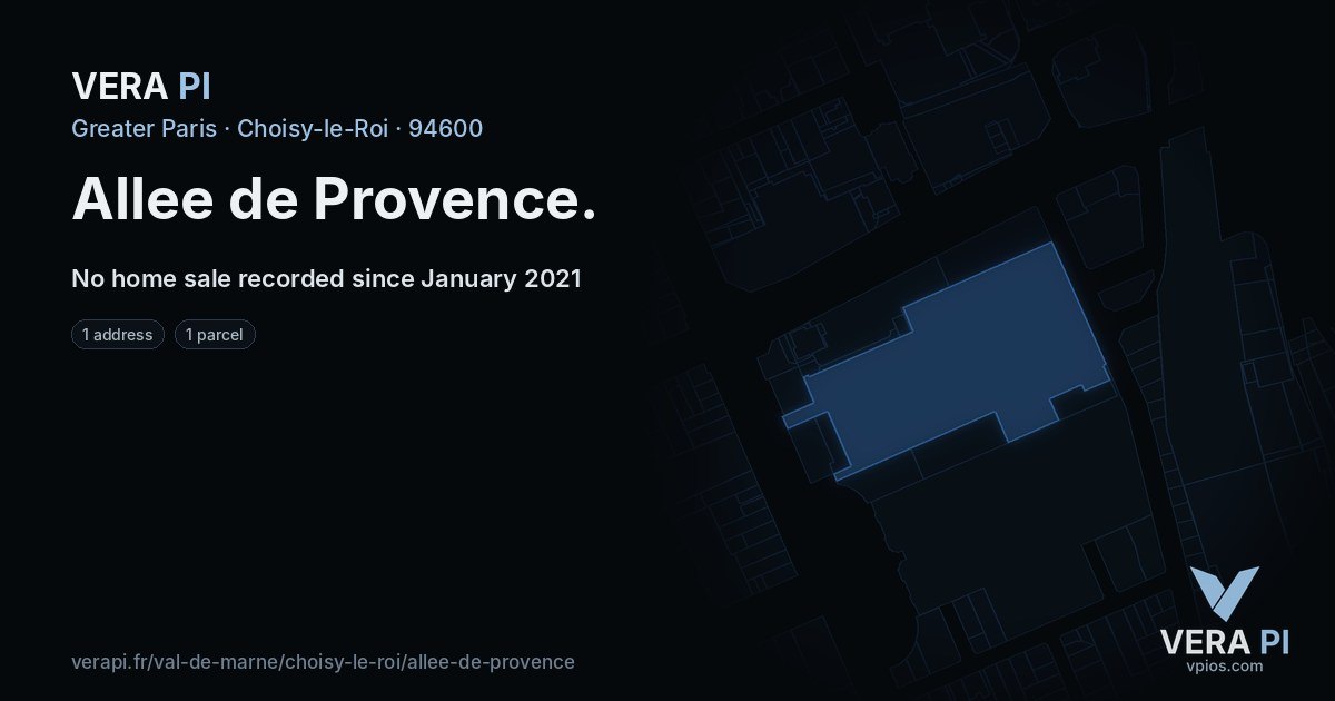 Allee de Provence, Choisy-le-Roi at night – every parcel coloured by the prices around it, the street's own parcels lit