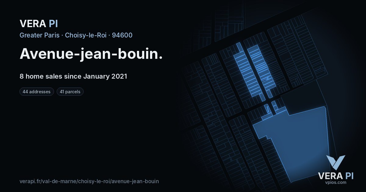 Avenue-jean-bouin, Choisy-le-Roi at night – every parcel coloured by the prices around it, the street's own parcels lit