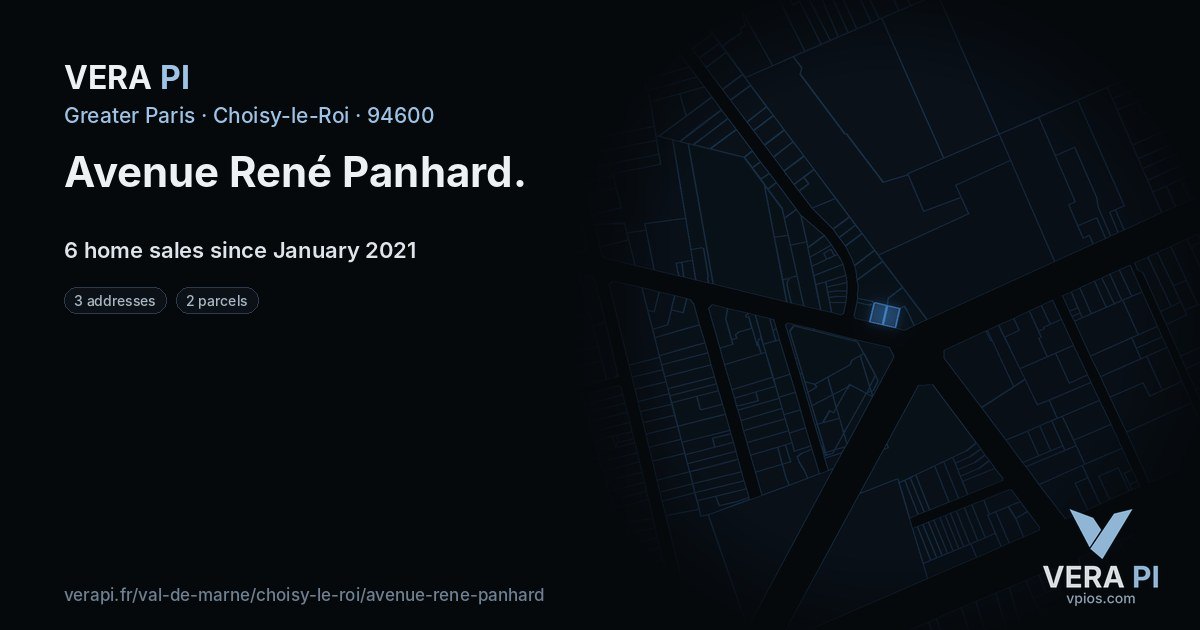 Avenue René Panhard, Choisy-le-Roi at night – every parcel coloured by the prices around it, the street's own parcels lit
