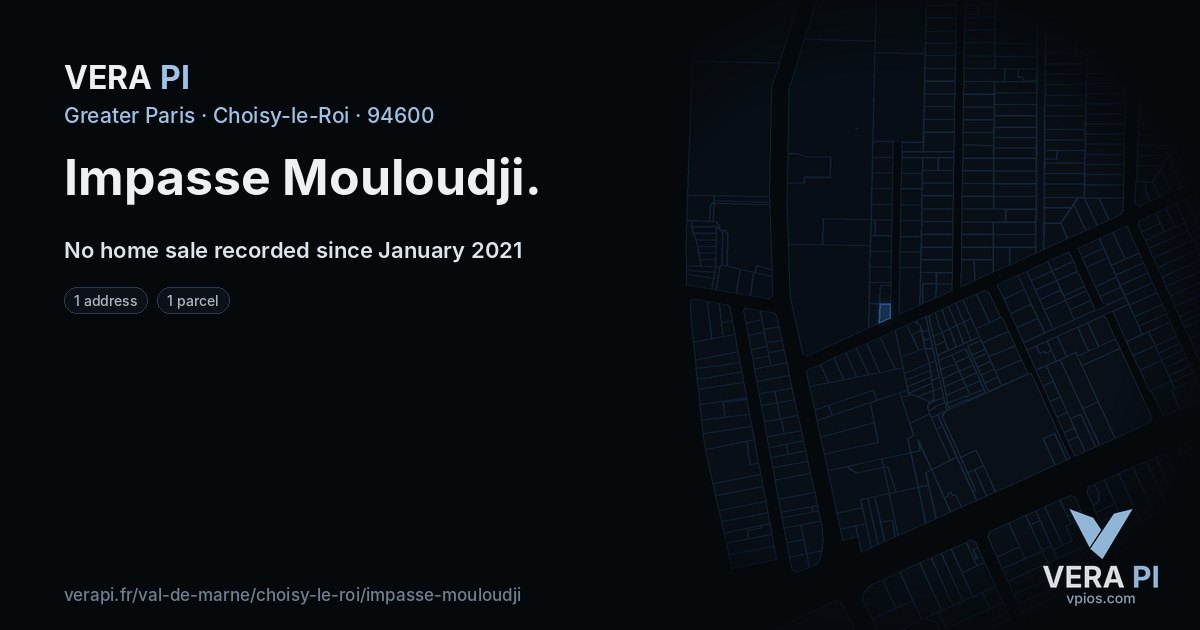 Impasse Mouloudji, Choisy-le-Roi at night – every parcel coloured by the prices around it, the street's own parcels lit