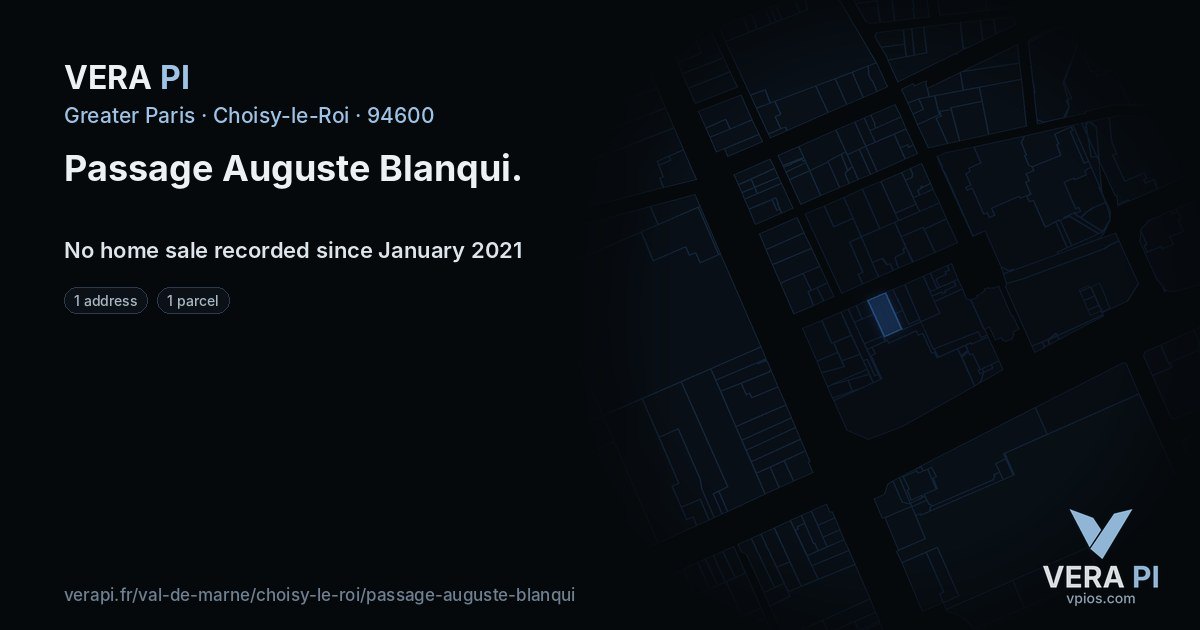 Passage Auguste Blanqui, Choisy-le-Roi at night – every parcel coloured by the prices around it, the street's own parcels lit