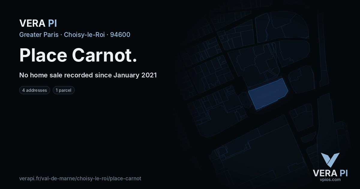 Place Carnot, Choisy-le-Roi at night – every parcel coloured by the prices around it, the street's own parcels lit