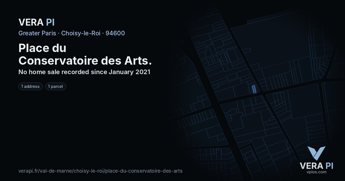 Place du Conservatoire des Arts, Choisy-le-Roi at night – every parcel coloured by the prices around it, the street's own parcels lit