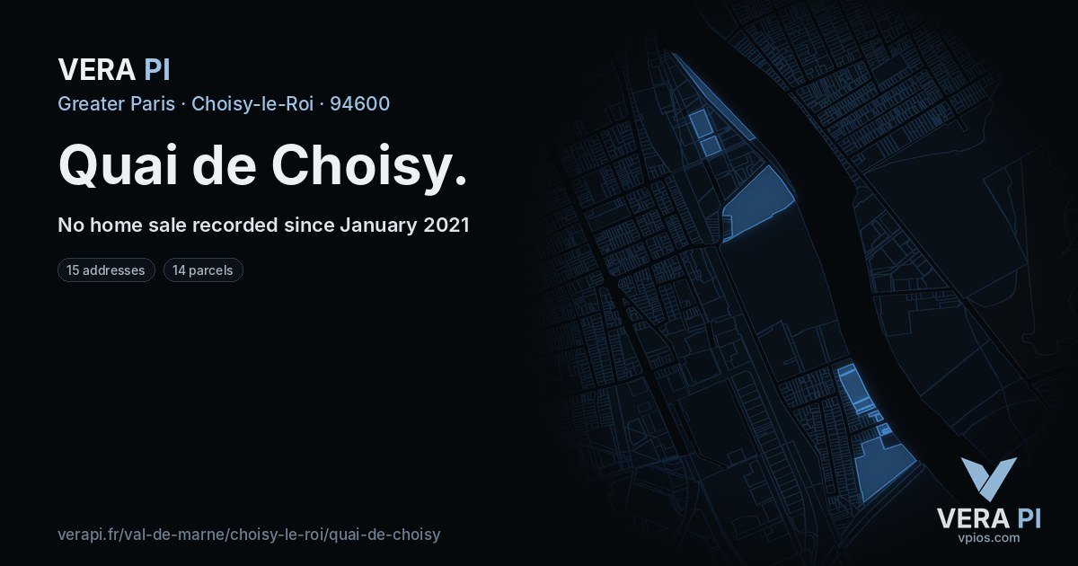 Quai de Choisy, Choisy-le-Roi at night – every parcel coloured by the prices around it, the street's own parcels lit