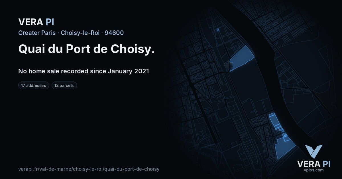 Quai du Port de Choisy, Choisy-le-Roi at night – every parcel coloured by the prices around it, the street's own parcels lit