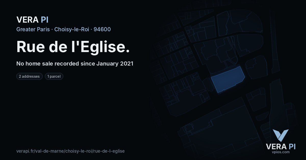 Rue de l'Eglise, Choisy-le-Roi at night – every parcel coloured by the prices around it, the street's own parcels lit