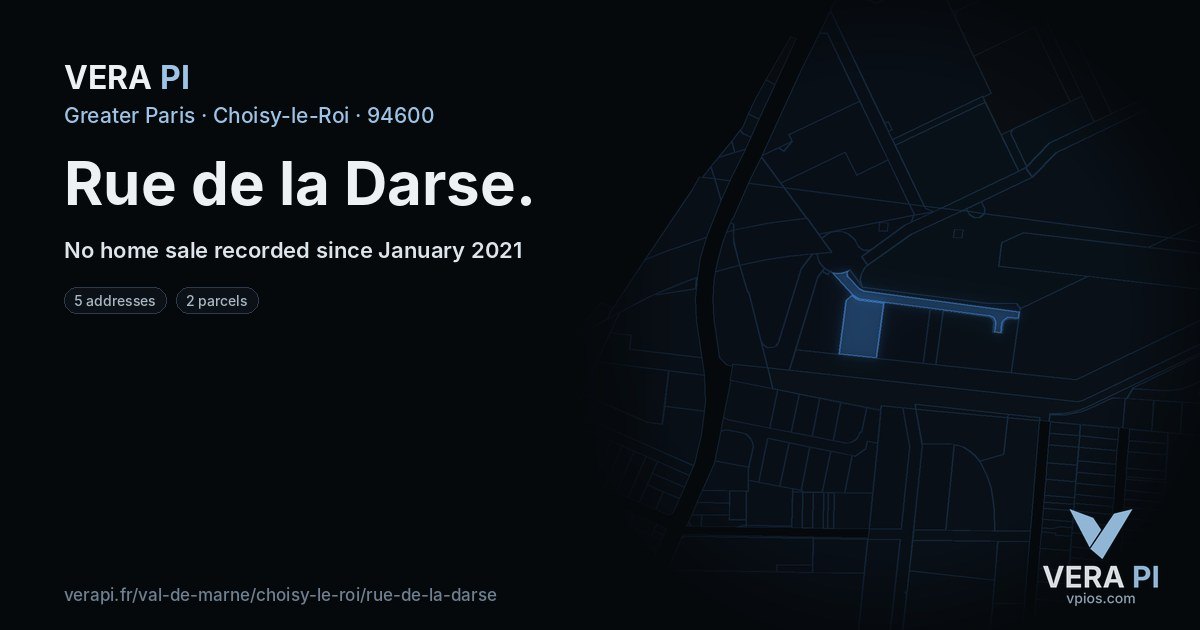 Rue de la Darse, Choisy-le-Roi at night – every parcel coloured by the prices around it, the street's own parcels lit