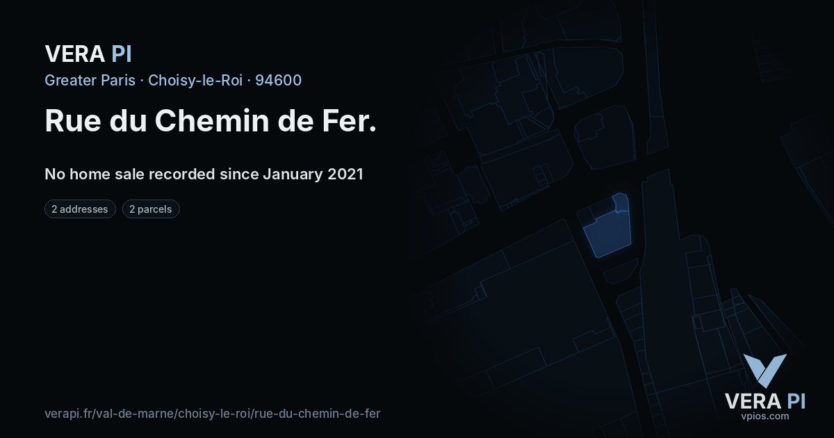 Rue du Chemin de Fer, Choisy-le-Roi at night – every parcel coloured by the prices around it, the street's own parcels lit